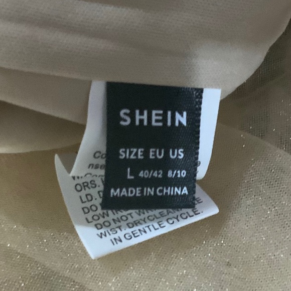 Champagne Sequin Mermaid Hem Evening Formal Gown Size Large - Picture 11 of 12